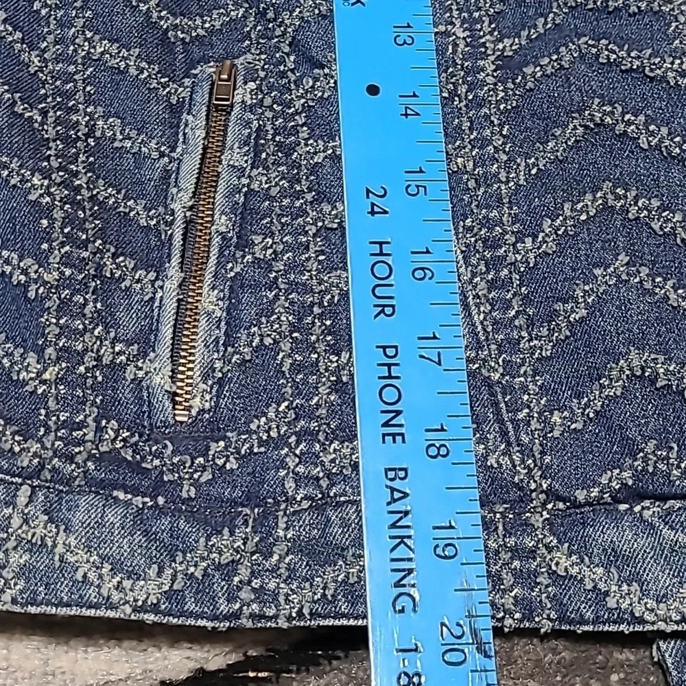 FREE PEOPLE FULL-ZIP HERRINGBONE PATTERN DENIM JACKET - Picture 9 of 16